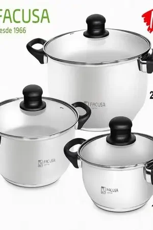 Juego de Ollas 6 piezas Acero Inox Facusa acero Promozione Esclusiva