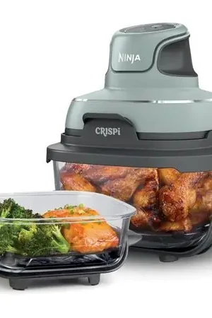 Solo Oggi Ninja Crispi FN101SG, freidora de aire y cocina portátil 4 en 1, vidrio | Verde