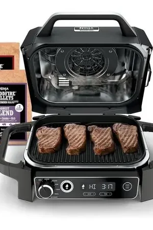 Non Perdere Ninja Parrilla Woodfire OG701 7 en 1, 6 filetes / 30 salchichas | Negro