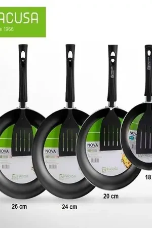 Set de Sartenes Facusa 26cm ,24 cm ,22 cm y 18 cm C/ Espatulas negro Solo Oggi