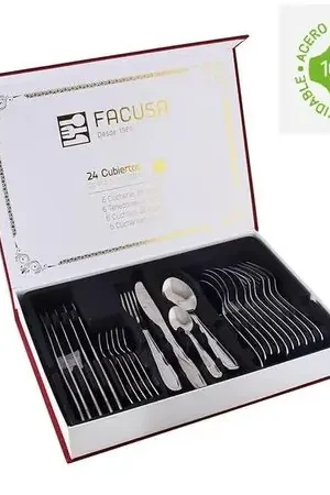 Alta Qualità Juego de Cubiertos Facusa x 24 piezas Caja de Regalo acero inoxidable