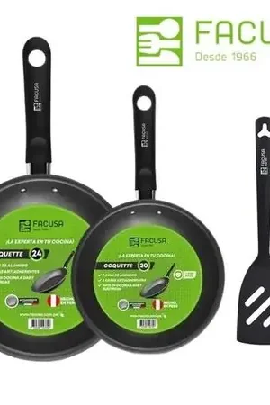 Set de Sartenes Facusa 24 cm y 20 cm C/ Espatula negro Moderno