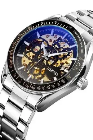Sconto Reloj Skmei 9194 Plateado Fondo Negro MECANICO Tourbillon AUTOMATICO Plateado