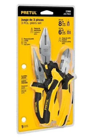 Juego de 3 Pinzas con Mango Comfort Grip JGO-PIN3X Pretul Consegna Rapida