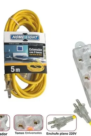 Novità Extensión Eléctrica Cable Vulcanizado de 3 Tomas 5 Metros HOME LIGHT