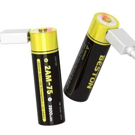 Promozione 2 Baterias de Litio Recargable AA Pila 1.5V 2800Mah BESTON Micro USB