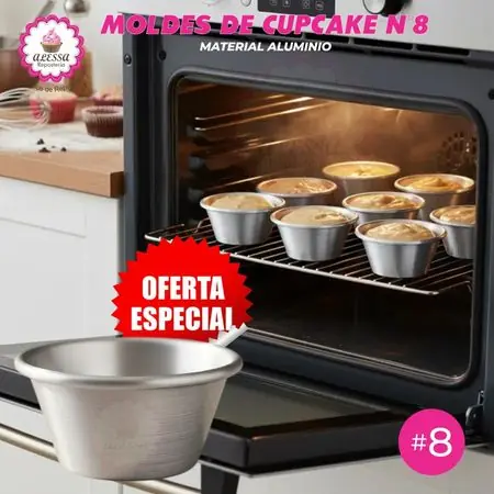 Spedizione Mondiale Molde de Cupcake Número 8 de Aluminio para Reposteria 1 docena