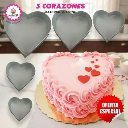 Ultima Occasione Set de 5 Moldes de Corazón para Repostería