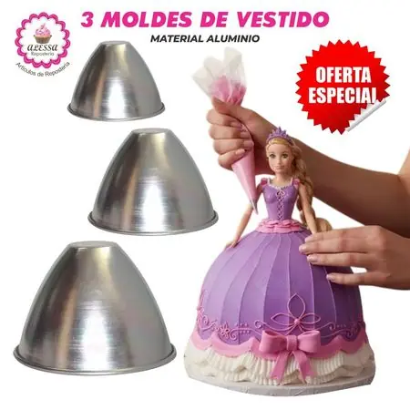 Compra Online Set de 3 Moldes de Vestido de Aluminio para Repostería Cocina