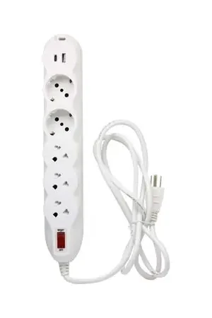 Ordine In Blocco Supresor de pico 3 Tomas Universales con 2 Tomas Schuko Entrada USB y TipoC OP-3U2SB OPALUX