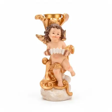 Offerta Speciale Ángel Candelero con Lira Dorado 19CM Poliresina