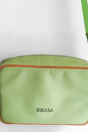 CARTERA DE CUERO IRISABA PARA MUJER DALIA VERDE MENTA CON NARANJA Novità