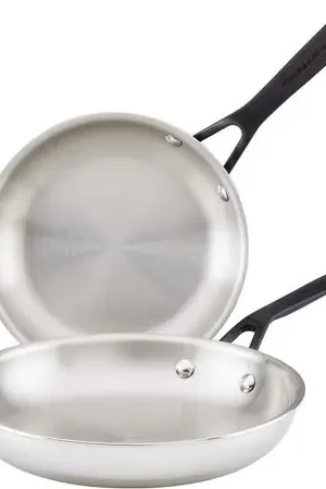 KitchenAid juego de sartenes 21 y 25 cm, acero inoxidable pulido 5 capas Offerta Lampo