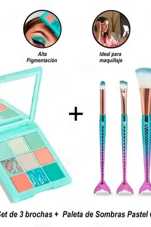 Ordina Subito Set de 3 brochas + Paleta de Sombras Pastel 03