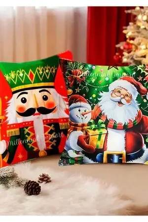 Lusso 2 fundas Navideñas Decorativas 45x45 cm Diseño ambas Caras Multicolor