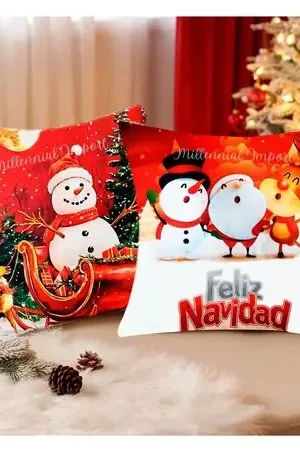 Premium Set por 02 Fundas para Cojín Navideñas 45x45 cm con Diseño en Ambas Caras Multicolor
