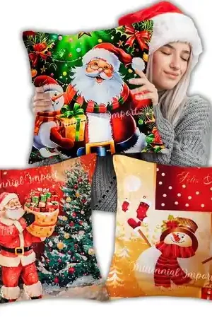 Reso Gratuito 3 fundas Navideñas con Diseño a Doble Cara para Cojines 45x45 cm con Cierre Invisible