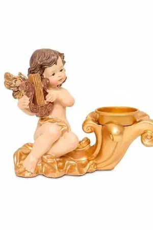 Top Qualità Ángel Porta Vela Panadecor Dorado con Lira 12.7CM Poliresina