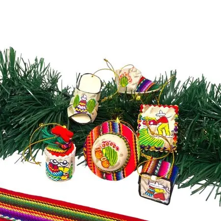 Pagamento Sicuro Adornos Variados de Badana Pintada a mano Set 6 unidades NAVIDAD PERUANA