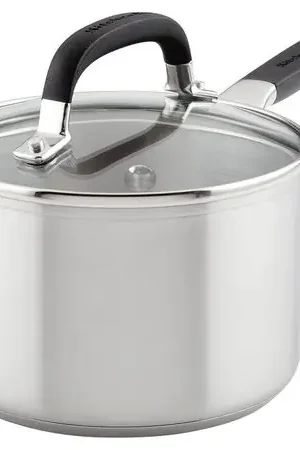 KitchenAid cacerola 1.9 l con tapa y marcas de medición | Acero cepillado Popolare