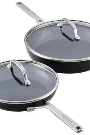 KitchenAid juego de sartenes antiadherentes 4 pzas 25 y 30 cm, anodizadas duras Di Marca