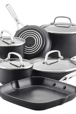 Offerta Del Giorno KitchenAid juego de ollas y sartenes 10 pzas, inducción anodizada dura | Negro