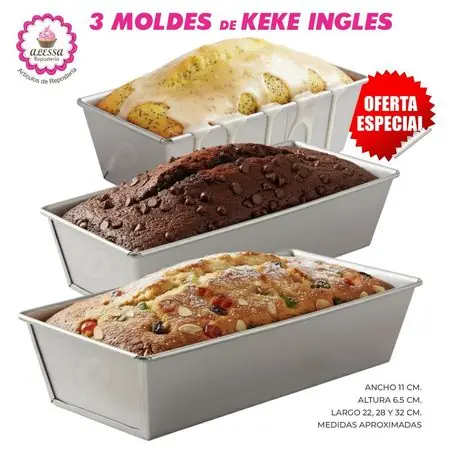 Bestseller Set Premium de 3 Moldes de Keke Ingles 22-28 y 32 para Repostería