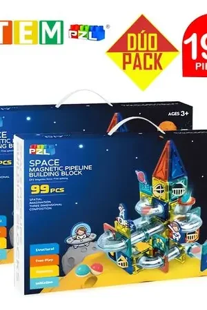 Bloques Magnéticos Didácticos STEM PZL ESPACIAL Caja 99 Piezas Dúo Pack 198 Piezas Artigianale