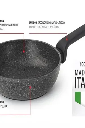 Autentico Sarten Italiana  Roca Volcánica  24 cm Gris oscuro