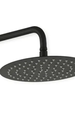 Quantità Limitata Cabezal de ducha con brazo redondo de 40 cm de acero SS201 negro mate