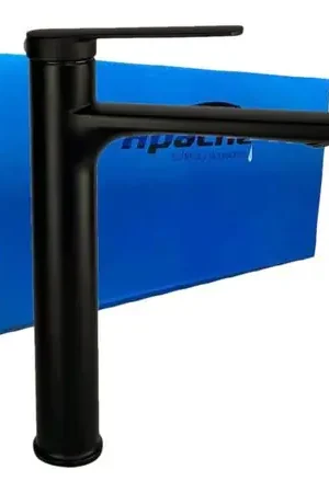 Grifo Mezcladora Alto 28cm  para Lavabo Ovalin o Bowl Negro Mate  Macizo Promozione