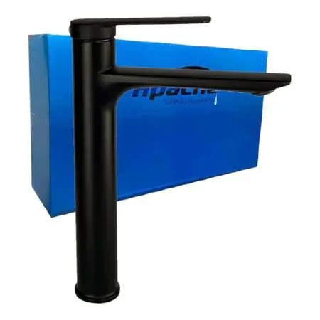 Grifo Mezcladora Alto 28cm para Lavabo Ovalin o Bowl Negro Mate Macizo Promozione
