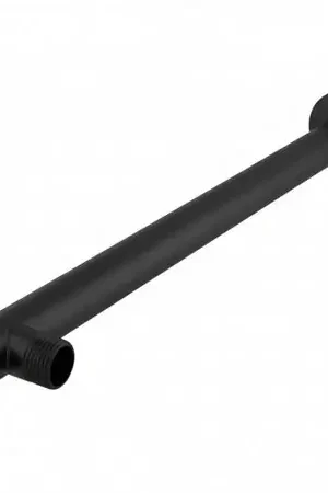 Brazo de Ducha Redondo de Acero Negro Mate de 30cm con Canopla Redonda Ultime Pezzi