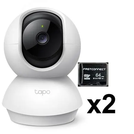 KIT DE 2 CÁMARAS DE VIDEOVIGILANCIA INTELIGENTE TPLINK TAPO C210 MAS MICROSD 64 GB Compra Online