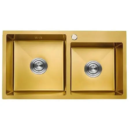 Certificato Lavadero 2 Pozas Acero Inoxidable Dorado UD07-8245