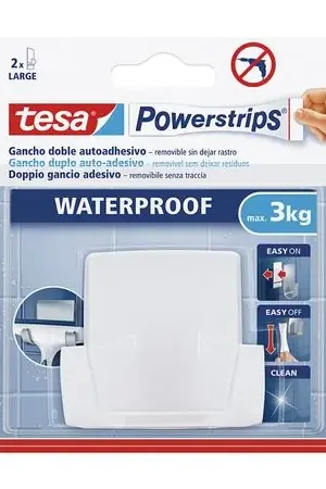 Gancho resistente al agua duo Blanco grande x 1 unidad Tesa Moderno