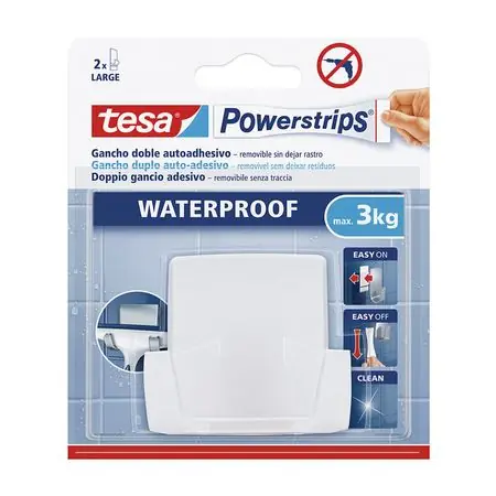 Gancho resistente al agua duo Blanco grande x 1 unidad Tesa Moderno