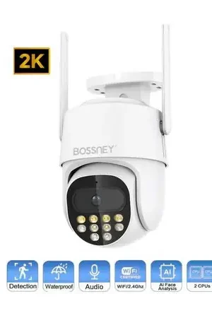 Cámara de Seguridad Bossney BS-H9017 2K Blanco Exterior Consegna Rapida