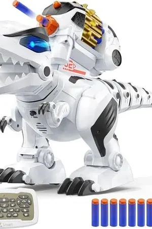 Ruko 8809 dinosaurio T-Rex recargable con sonido, luces y control remoto | Blanco/Negro Premium