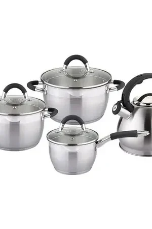 Affare Set de Ollas X 08 Misti Tapa de Vidrio Mango Negro Facusa - 10286393
