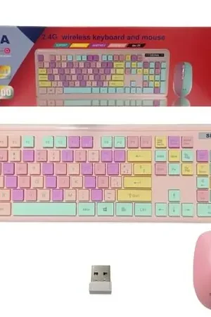 Ultima Occasione Kit Teclado y Mouse Inalambrico para Pc y Laptop Rosado