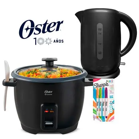 Kit Hervidor Eléctrico Oster BVSTKT3101 mas Arrocera CKSTRCB10DFBLK Compra Oggi Stesso