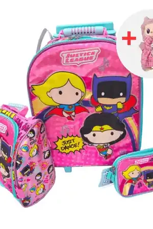 MALETA ESCOLAR 3 EN 1 JUSTICE LEAGUE ROS CON LABUBU Spedito Oggi
