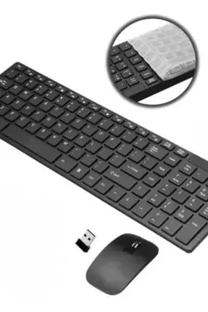 Teclado Y Mouse Inalámbrico Para Pc Laptop Negro Super Prezzo