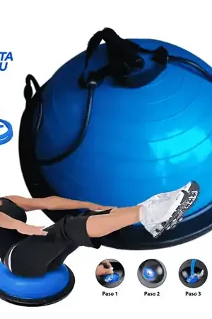 Pelota Bosu Equilibrio Fitness 58 cm con Ligas de Ejercicio Certificato