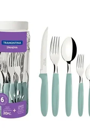 Garanzia Inclusa Juego de Cubiertos Ipanema Menta 30 Piezas Tramontina