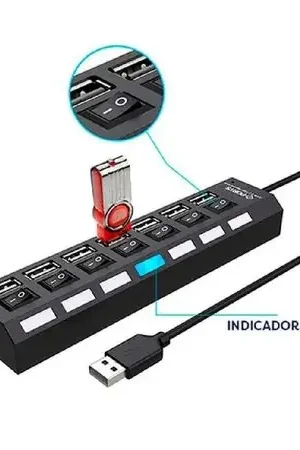 Esclusivo Hub 7 Puertos 2.0 Multipuertos Extension Indicador Led 50cm Cable