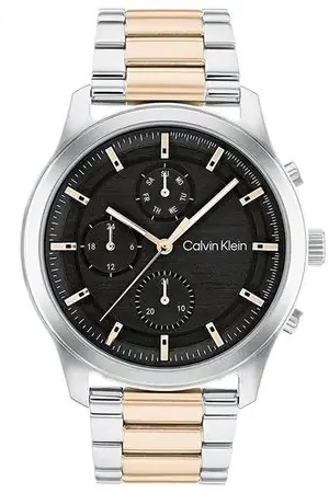 Reloj Calvin Klein 25200210  Multifuncional Acero Inoxidable Plateado Dorado Dial Negro Offerta Del Giorno