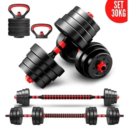 All’Ingrosso Mancuernas Set de 30 Kg Convertibles con Barra y Asas