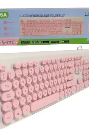 Kit Teclado y Mouse Rosado Blanco Alámbrico para Pc Laptop Affare